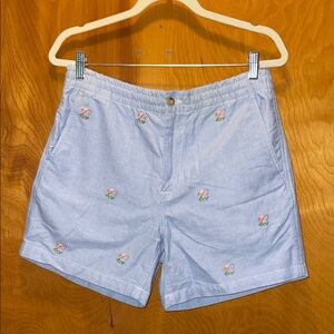 Polo Ralph Lauren Light Blue Embroidered Flamingo Shorts